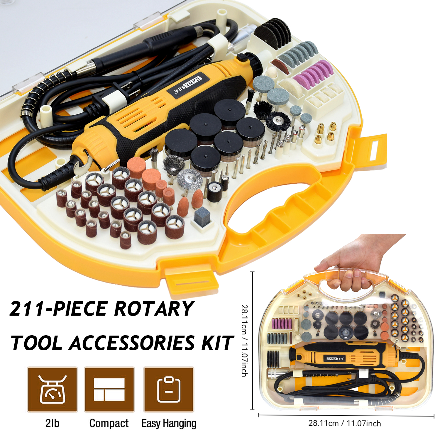 Power Tools Tool Box - Rotary Tool Kit, Equipped With Flex