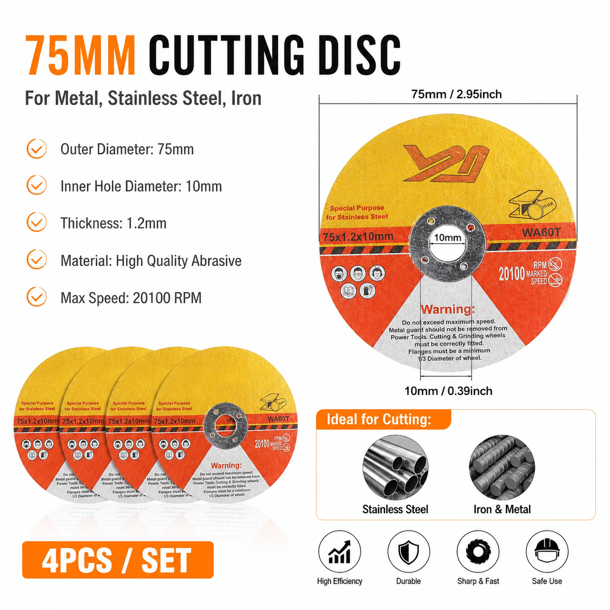 4PCS 75mm Cutting Disc,1.2mm C - Power Tools Jigsaw 评论和价格