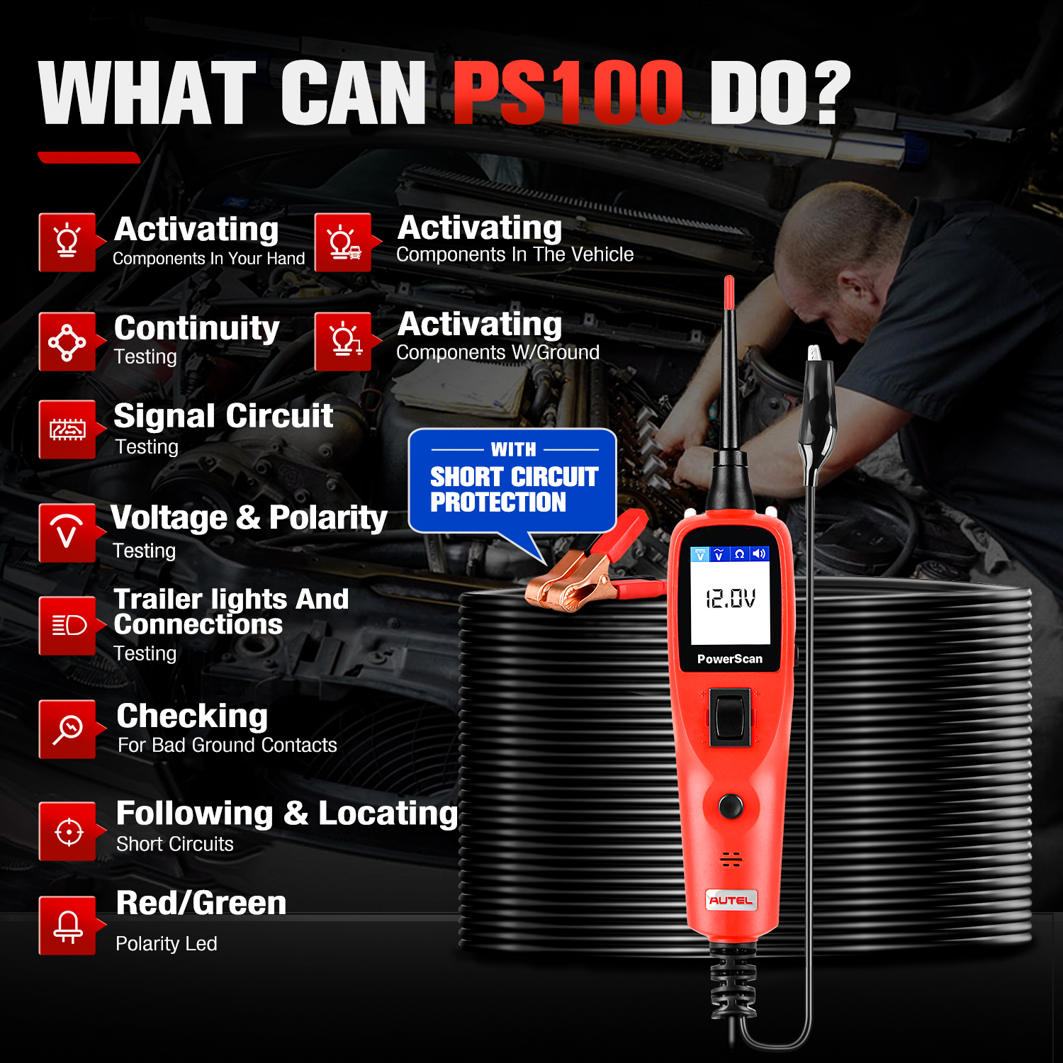 Autel PowerScan PS100 Car Elec - Power Tools In Automotive 评论和价格