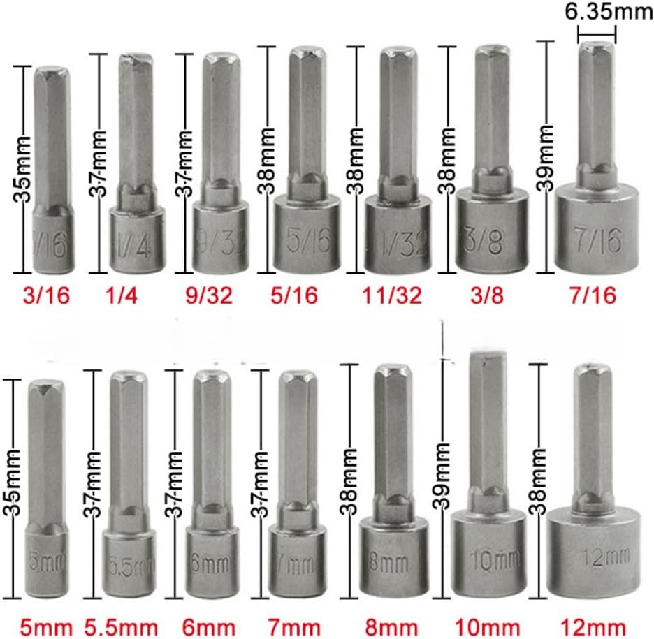 9/14pcs Hex Shank Power Nut Dr - Power Tools Underwater 评论和价格